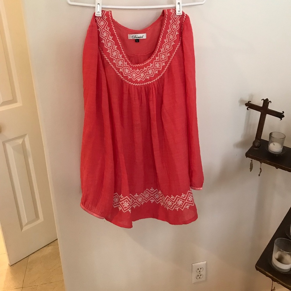 Coral Embroidered Blouse